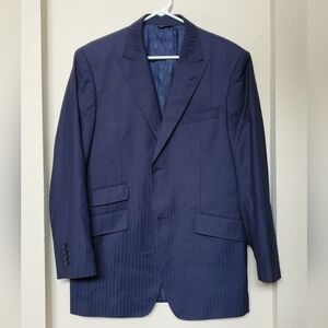 Vitarelli Suit Blazer Sport Coat Blue Stripe Made In Italy Two Button Size 40R